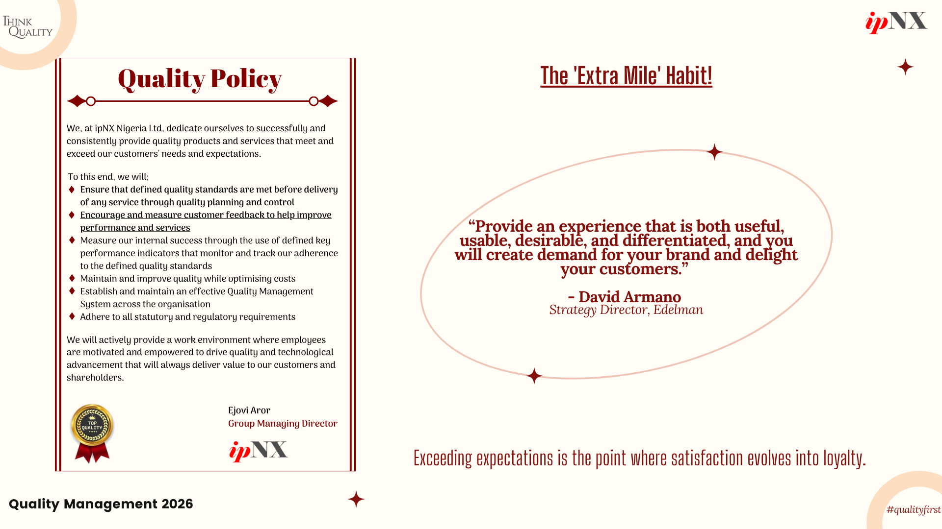 Exceeding Expectations — from Quality Management